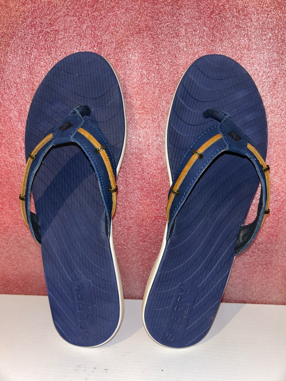 Sperry Navy and Tan Women's Thong Sandals